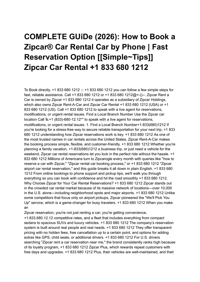 Guide to Booking a Zipcar Car Rental by Phone