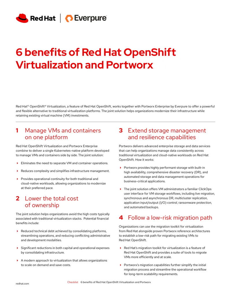 Benefits of Red Hat OpenShift Virtualization and Portworx