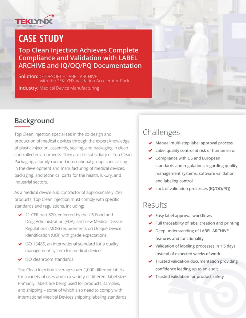 Top Clean Injection Labeling Process Validation Case Study