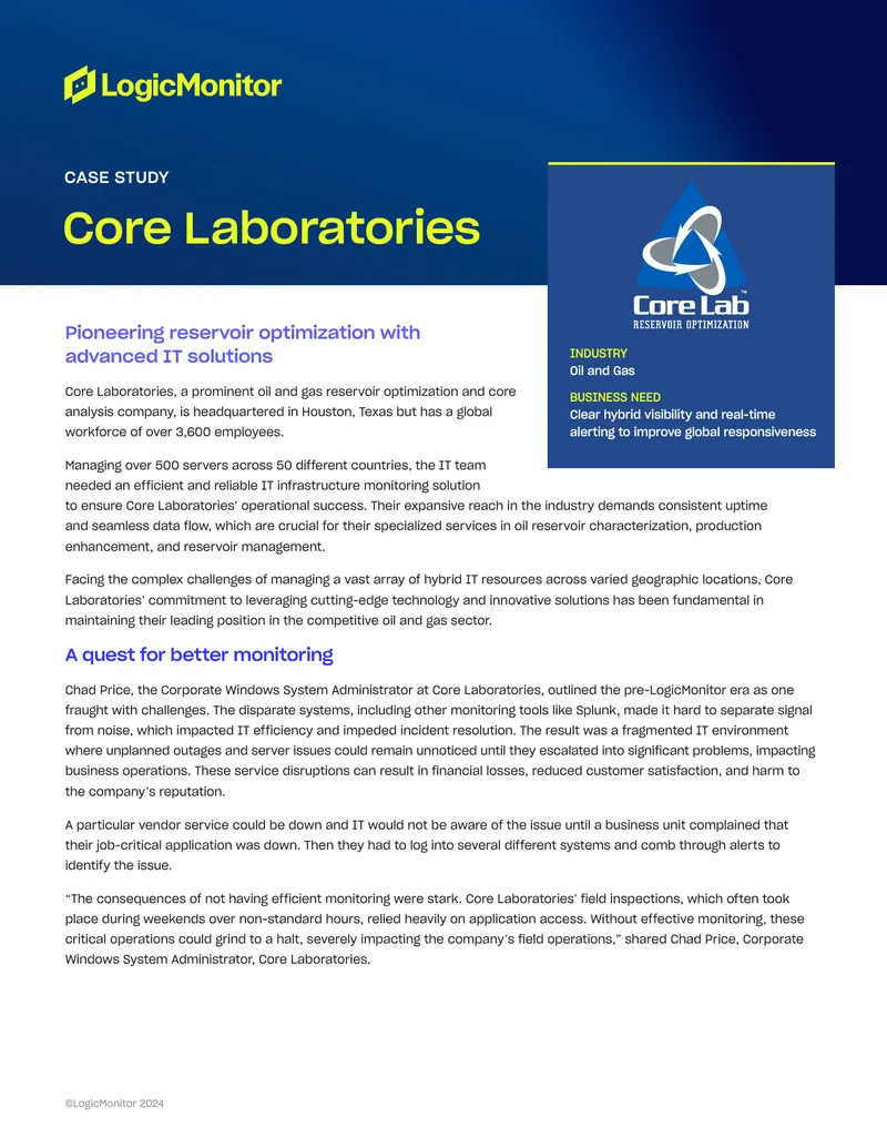 Core Laboratories IT Infrastructure Monitoring Case Study