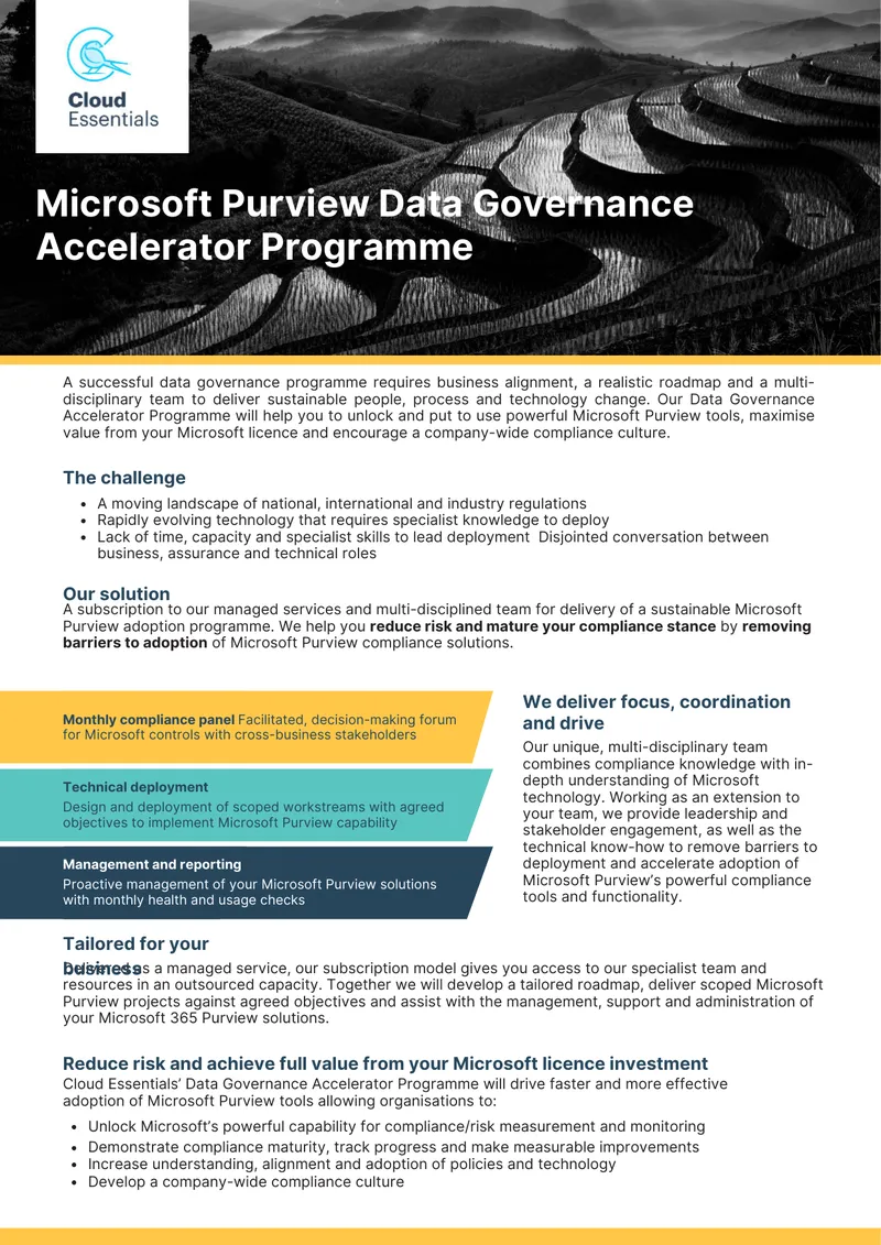 Microsoft Purview Data Governance Accelerator Programme