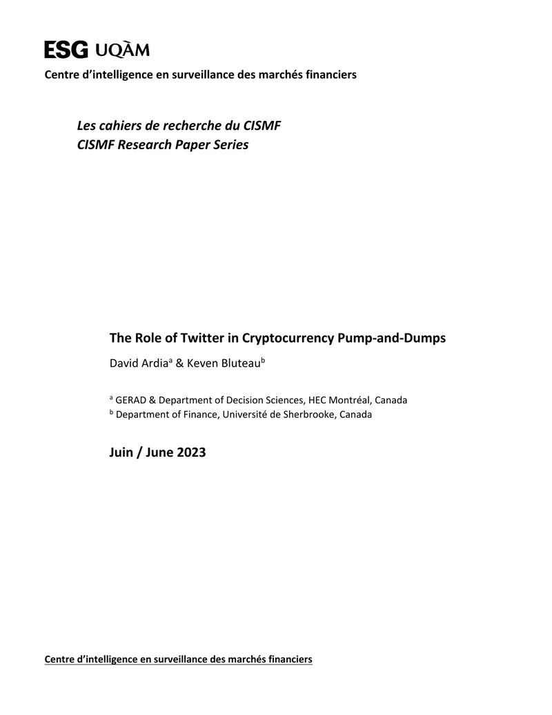 The Role of Twitter in Cryptocurrency Pump-and-Dumps