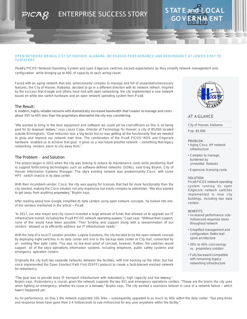 City of Hoover Network Upgrade Case Study