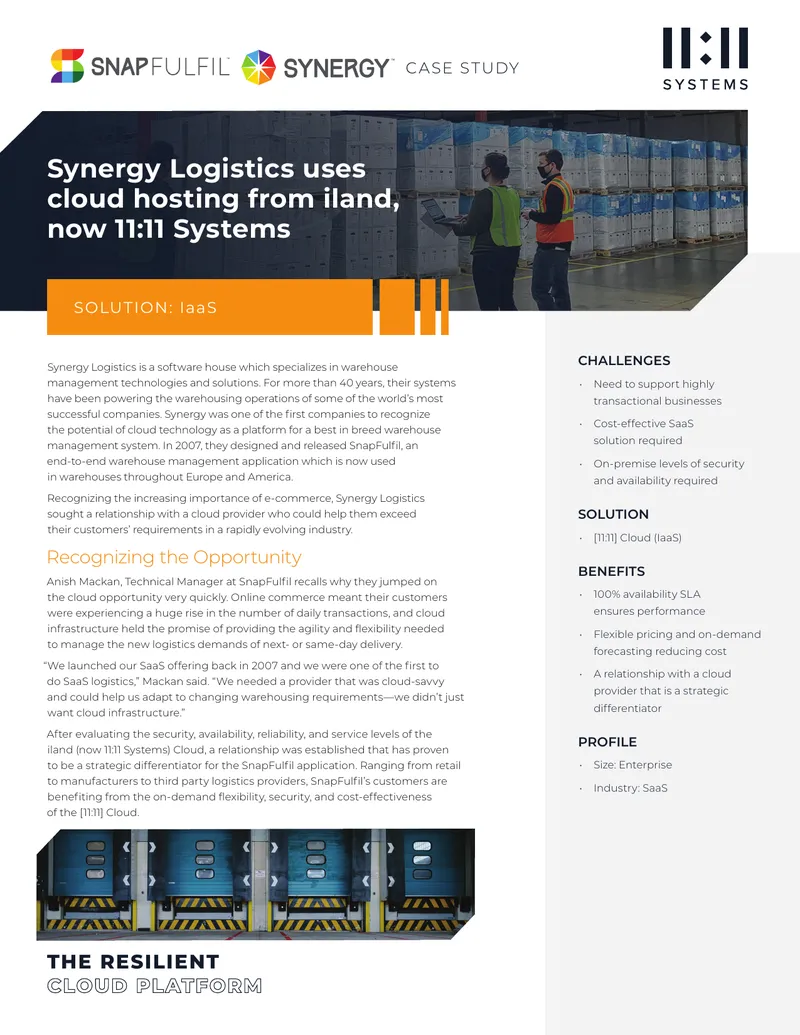 Synergy Logistics SnapFulfil Cloud Partnership Case Study