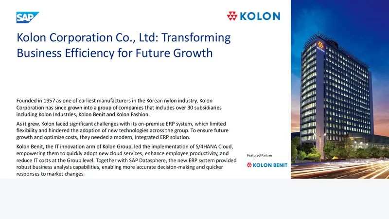 Kolon Corporation ERP System Transformation