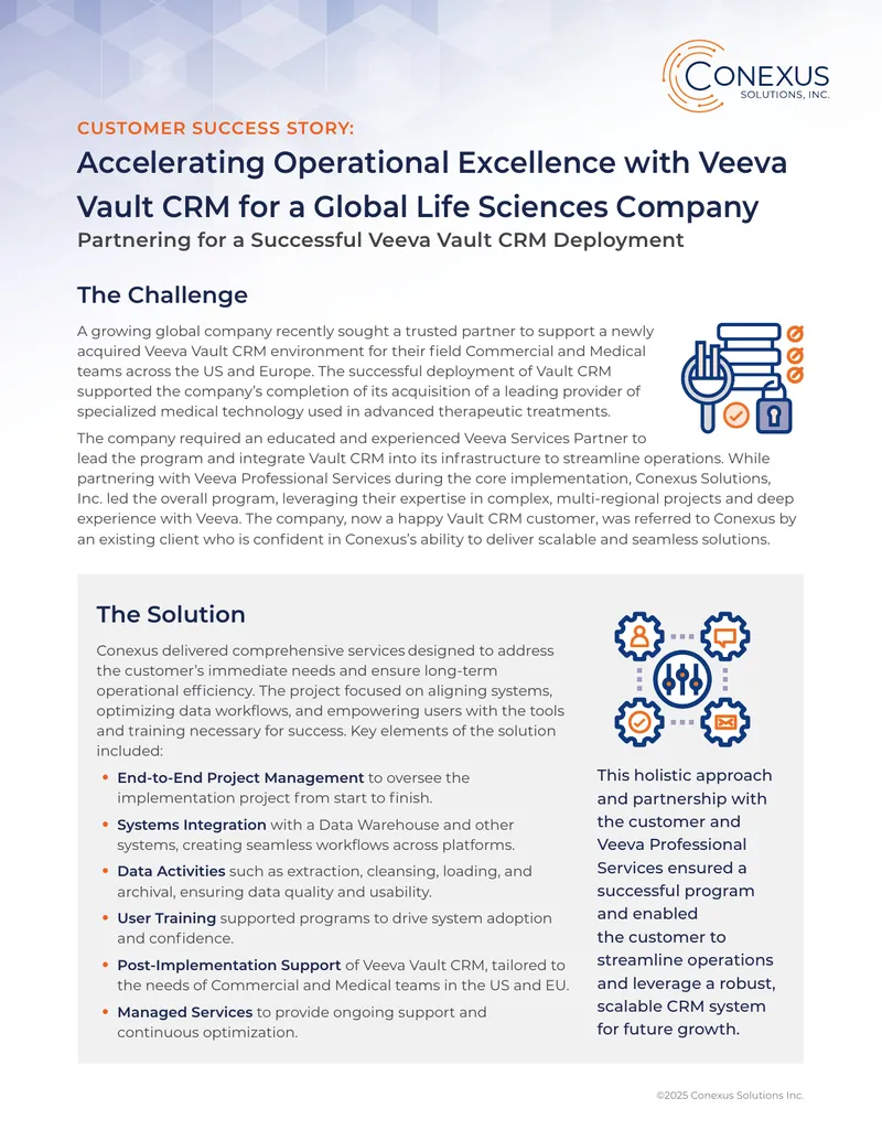 Customer Success Story on Veeva Vault CRM Deployment