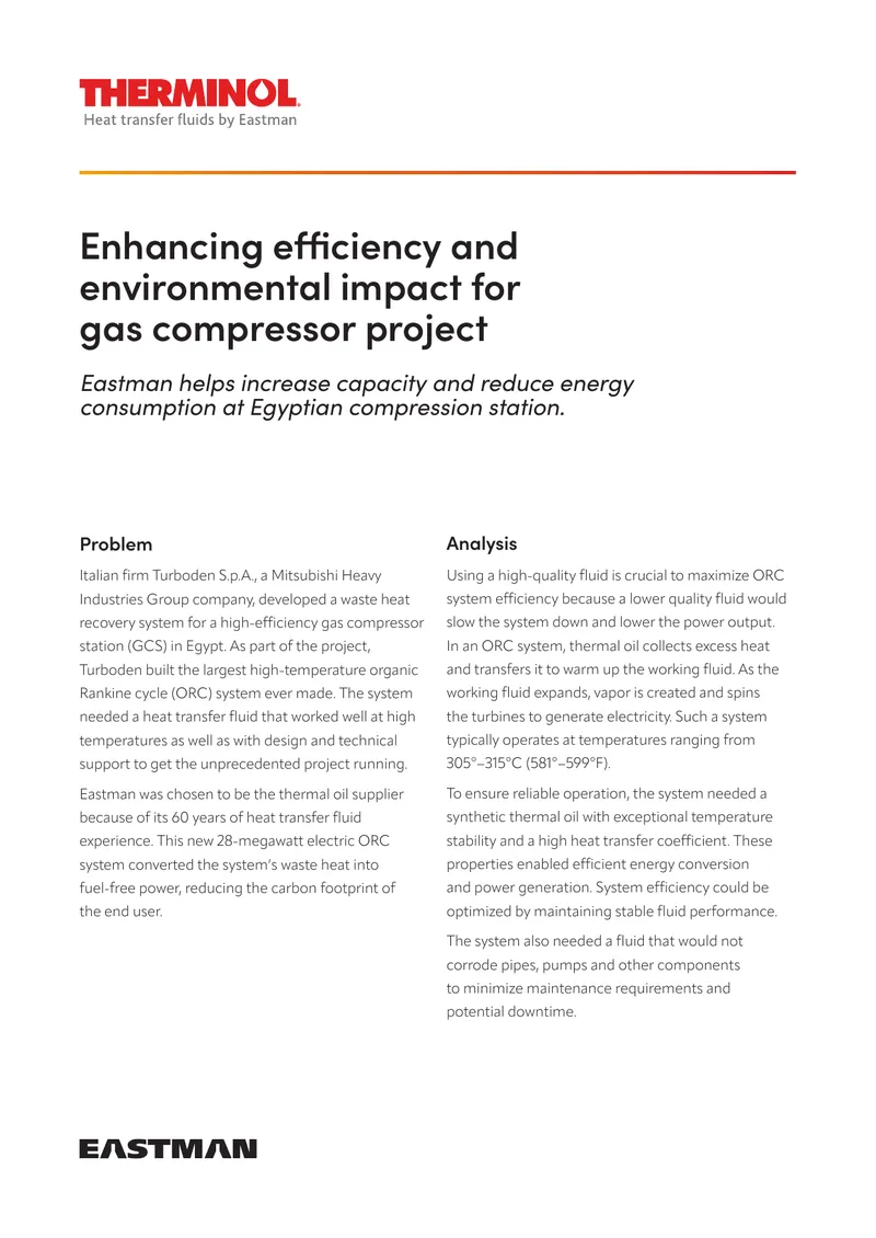 Gas Compressor Project Efficiency Enhancement