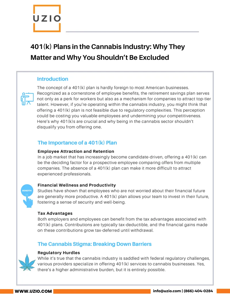 401(k) Plans in the Cannabis Industry