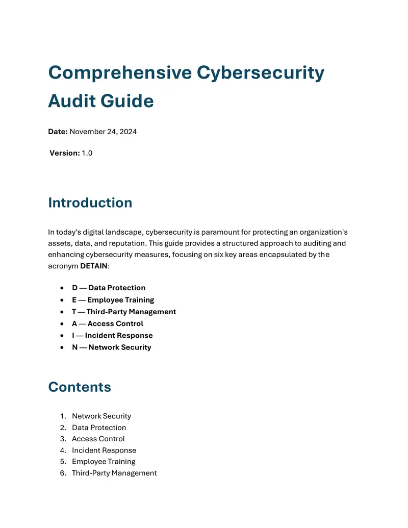 Comprehensive Cybersecurity Audit Guide