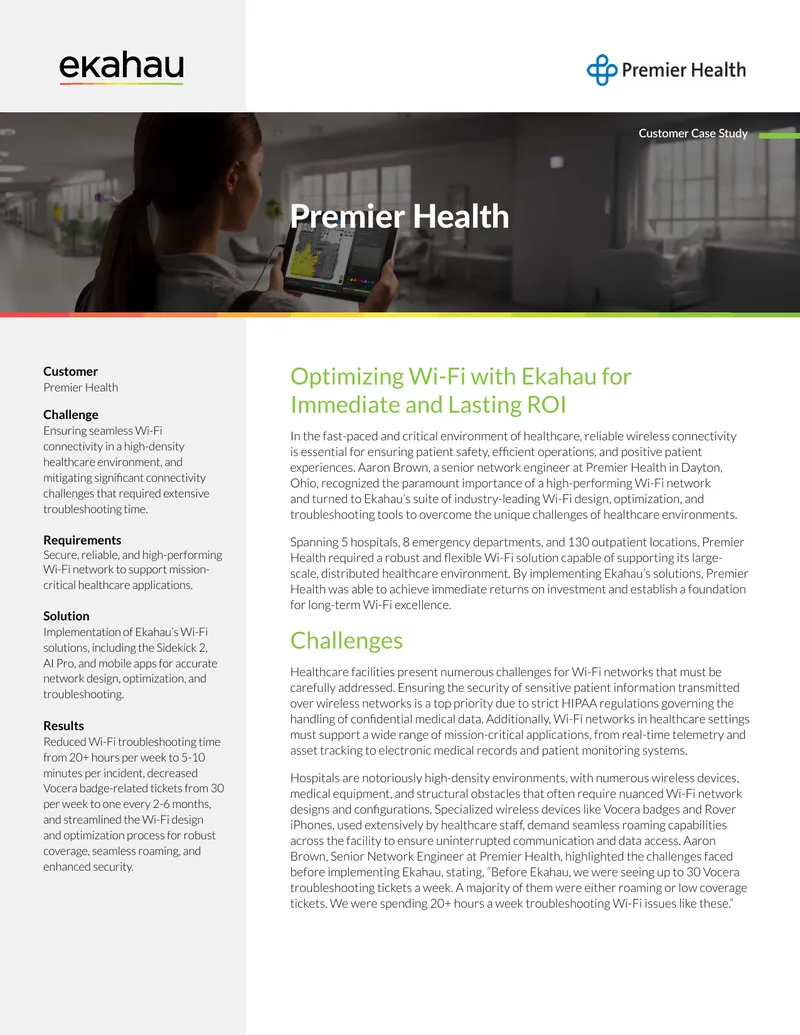 Wi-Fi Optimization in Healthcare with Ekahau