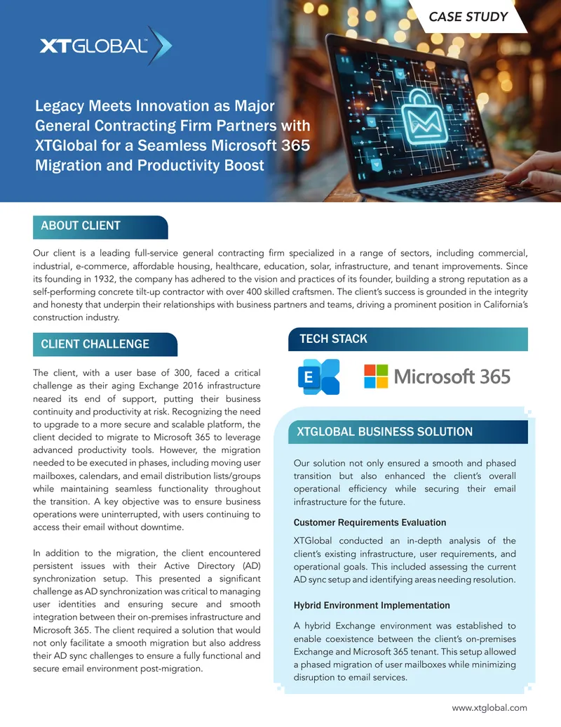 Microsoft 365 Migration Case Study for General Contracting Firm