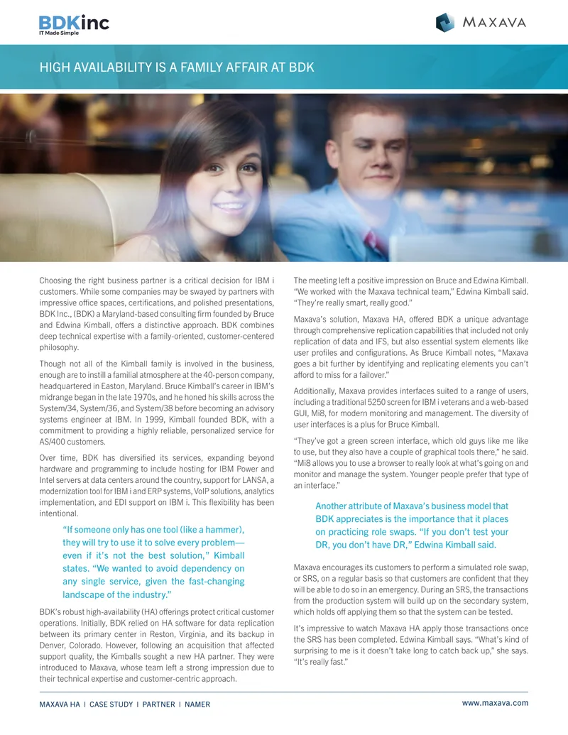 High Availability Solutions Partnership Case Study