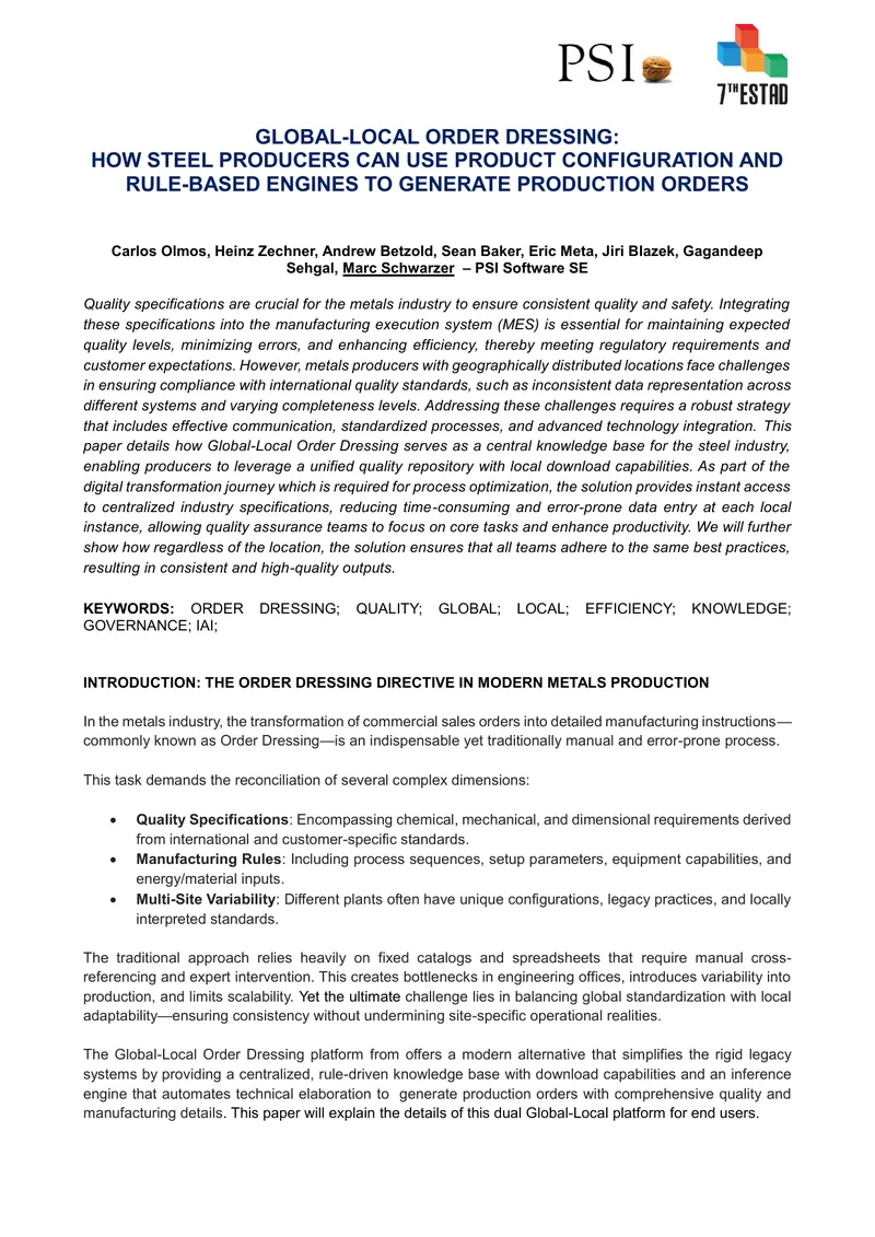 Global-Local Order Dressing for Steel Production