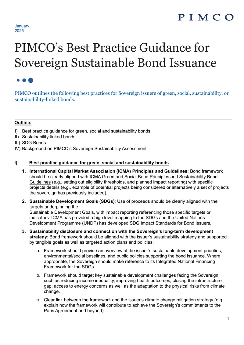 Best Practice Guidance for Sovereign Sustainable Bond Issuance