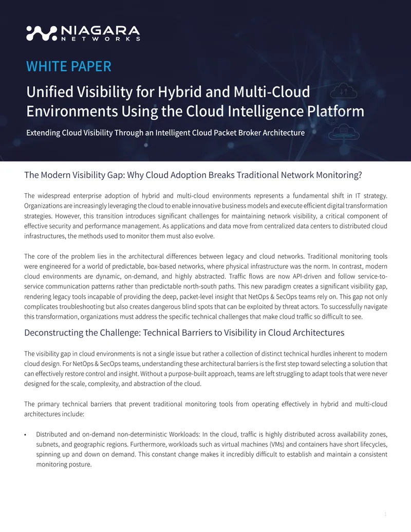 Cloud Intelligence Platform for Network Visibility preview page 1