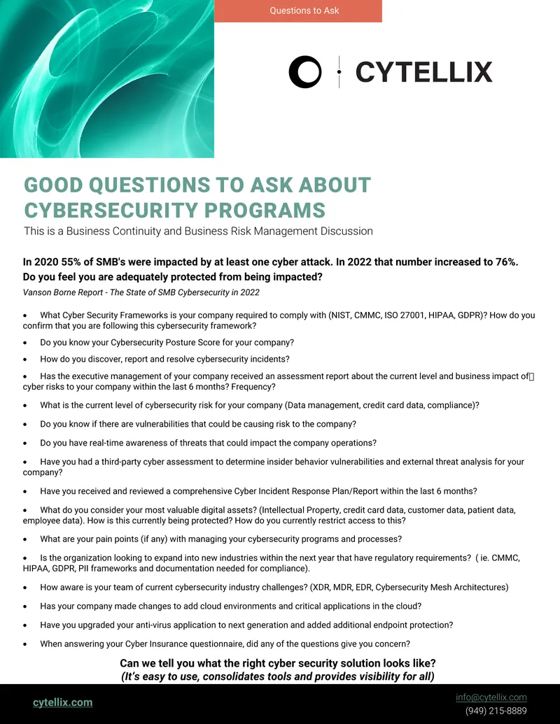 Questions for Evaluating Cybersecurity Programs