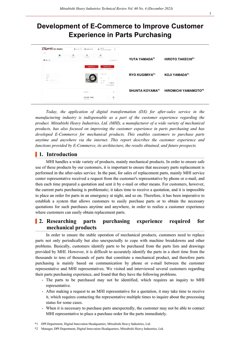 Development of E-Commerce for Parts Purchasing