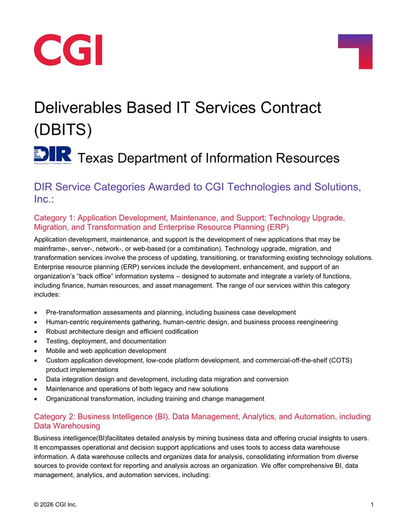 Deliverables Based IT Services Contract Overview