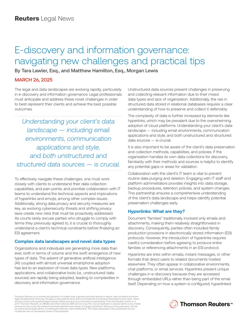 E-Discovery and Information Governance Challenges