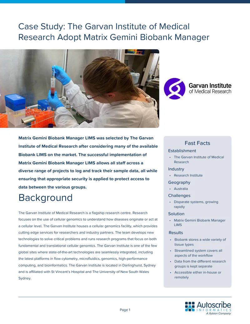 Case Study on Matrix Gemini Biobank Manager Implementation
