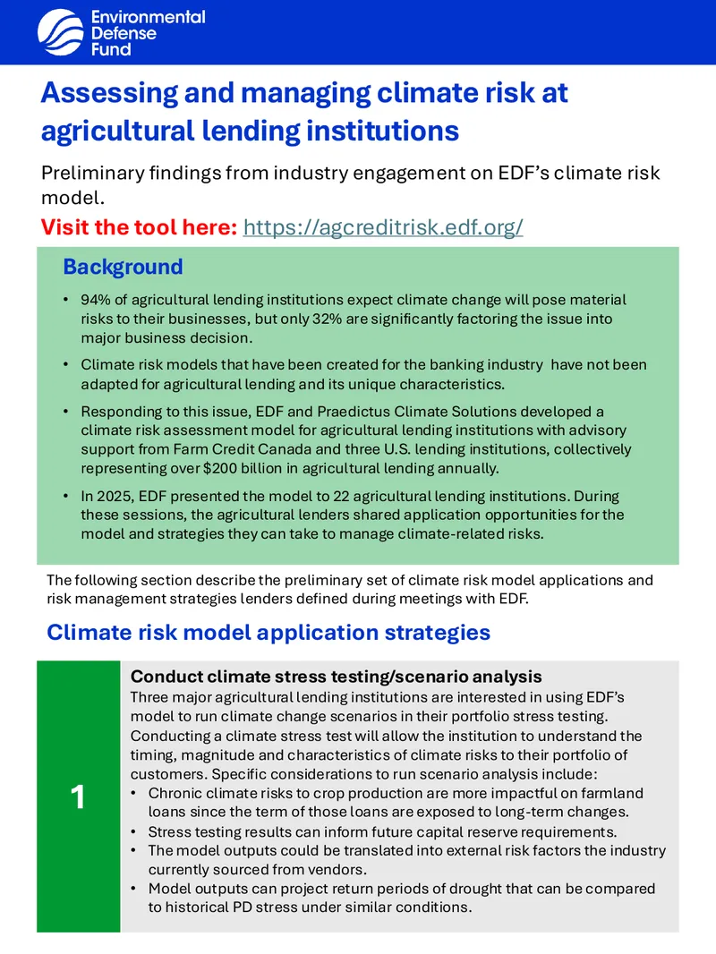 Climate Risk Assessment Model for Agricultural Lending