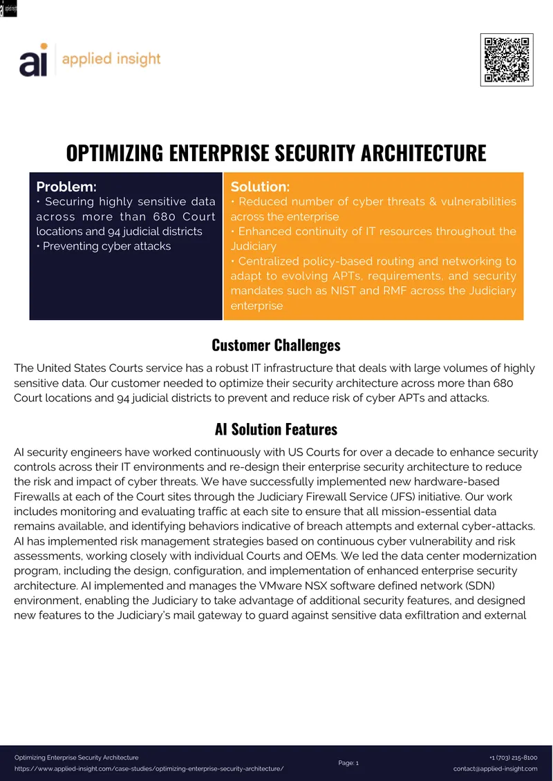 Optimizing Enterprise Security Architecture Case Study