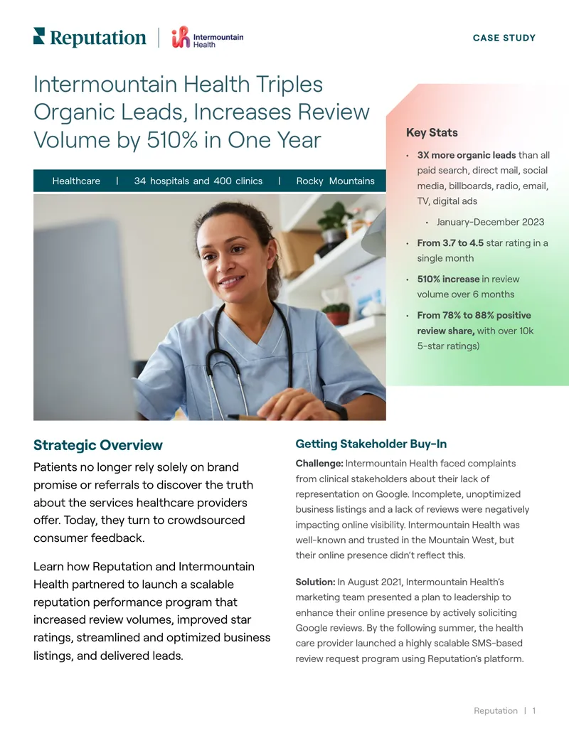 Intermountain Health Reputation Management Case Study