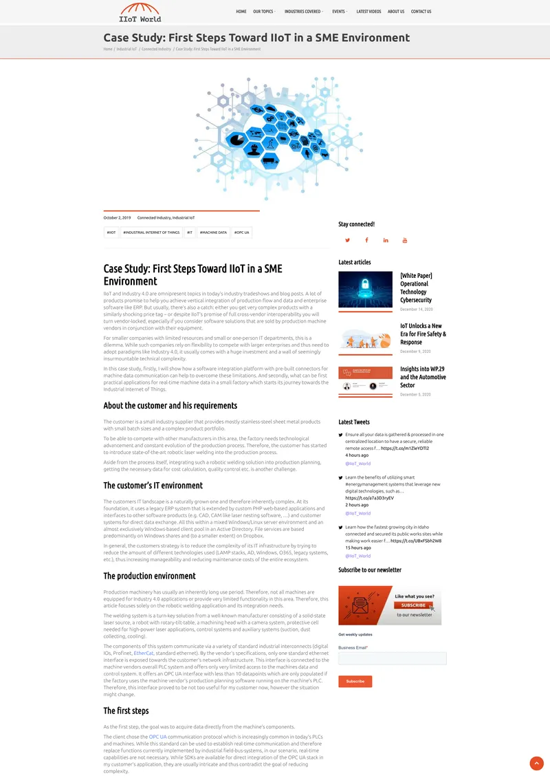 Case Study on IIoT Implementation in Small Manufacturing