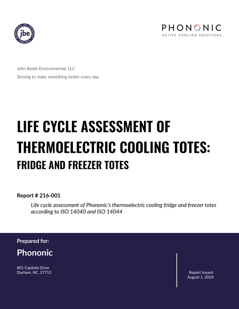 Life Cycle Assessment of Thermoelectric Cooling Totes