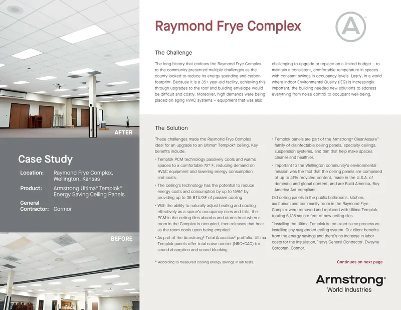 Energy Efficient Ceiling Upgrade at Raymond Frye Complex
