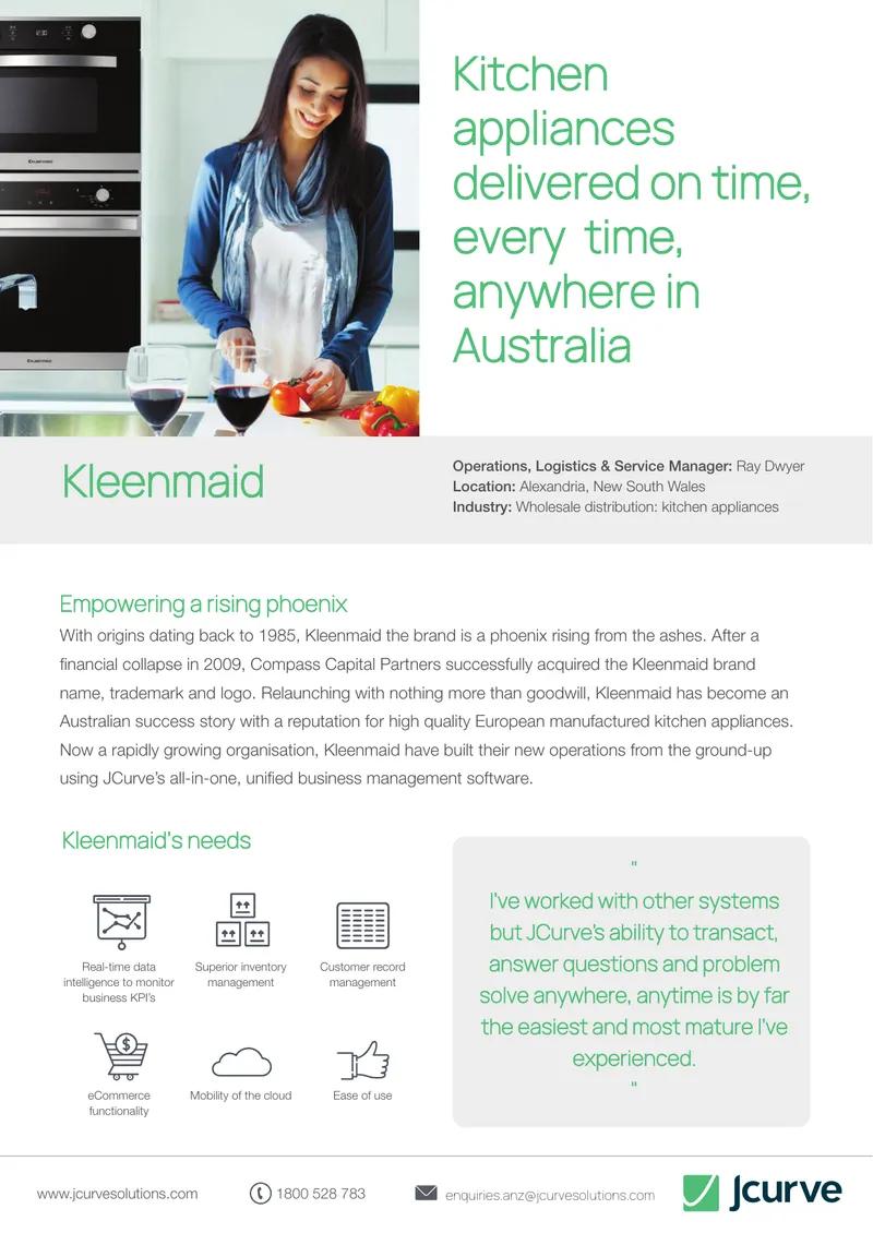 Kleenmaid Case Study on JCurve Implementation