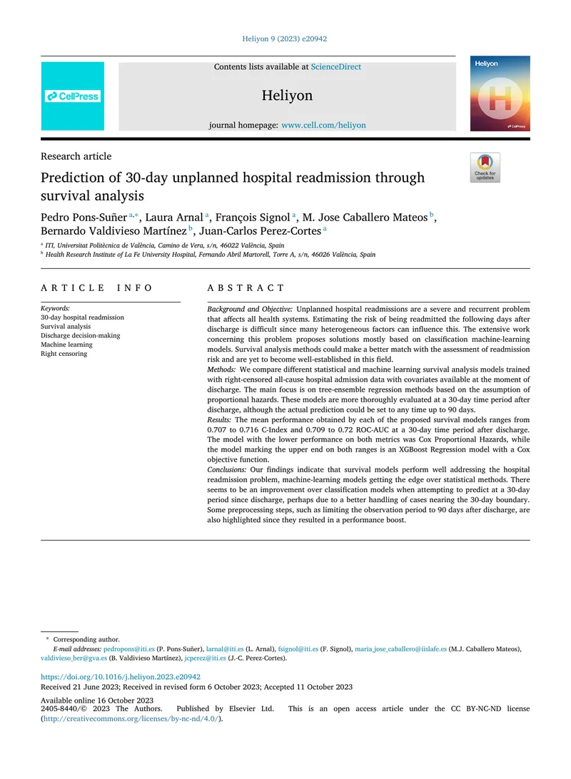 Prediction of Hospital Readmission through Survival Analysis