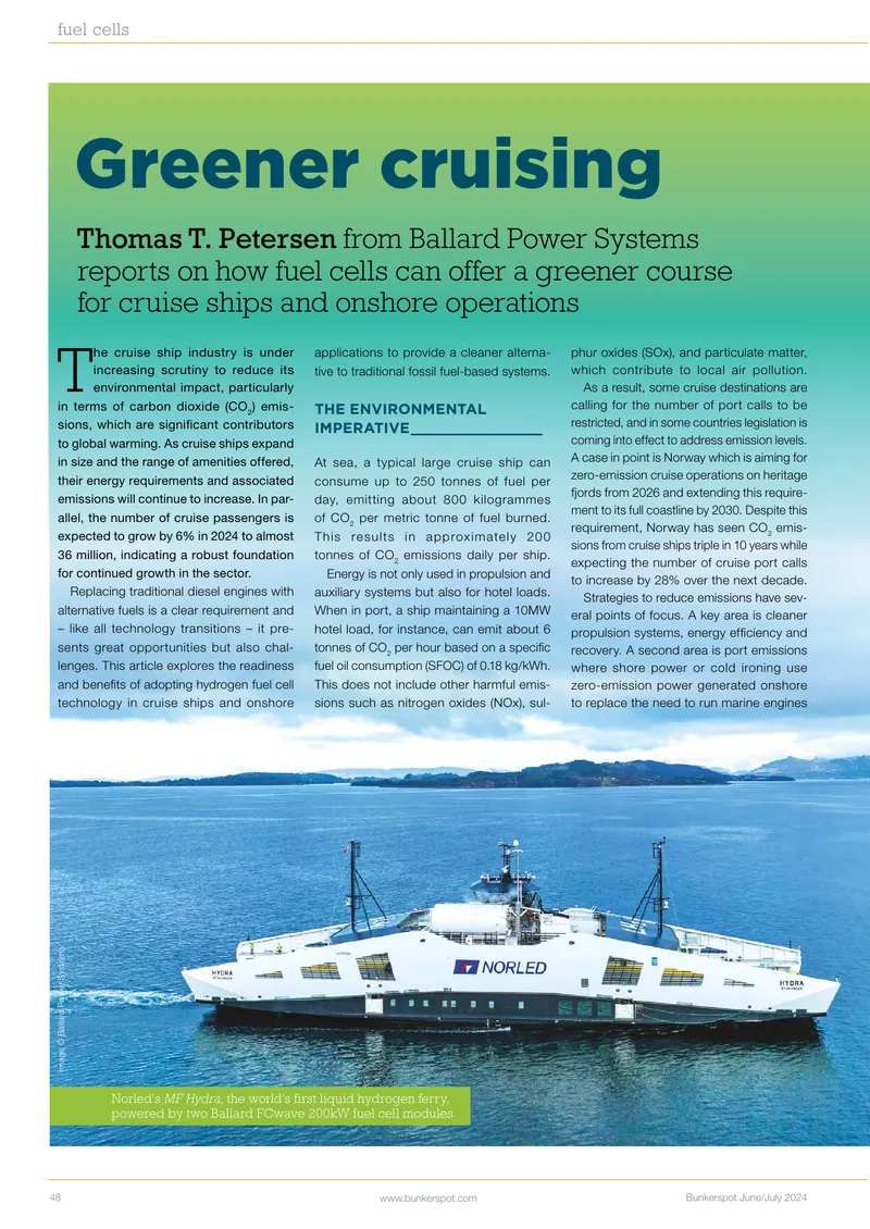 Adoption of Hydrogen Fuel Cells in Cruise Industry