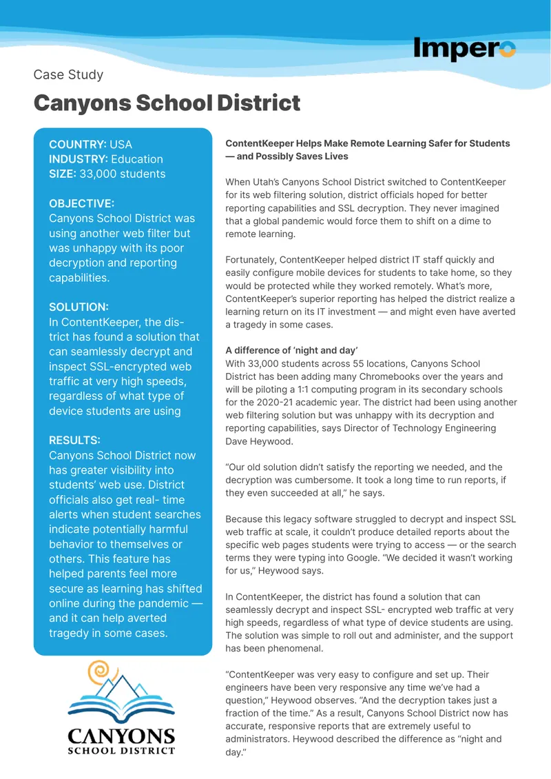 ContentKeeper Implementation in Canyons School District