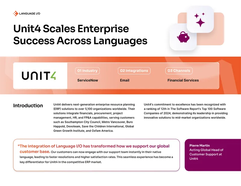 Unit4 ERP Customer Support Language Integration