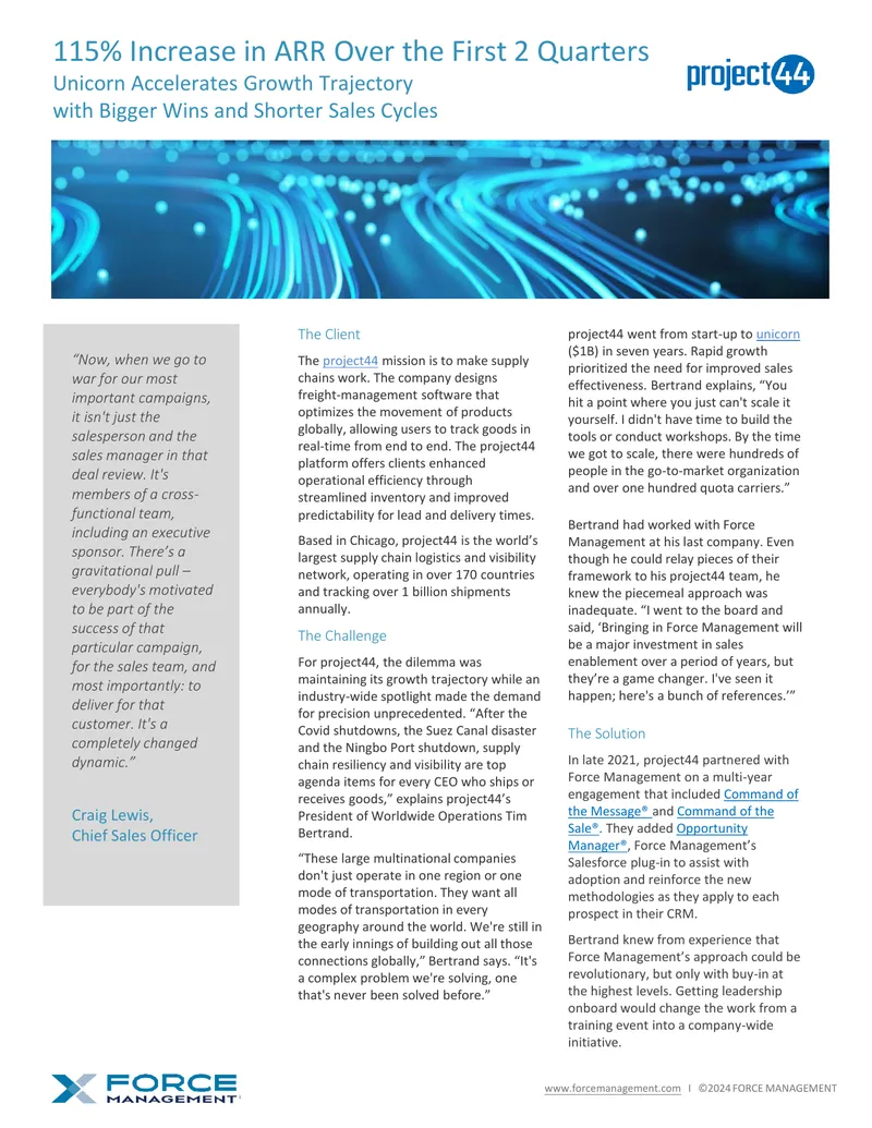 Sales Enablement Strategy for Project44 Growth