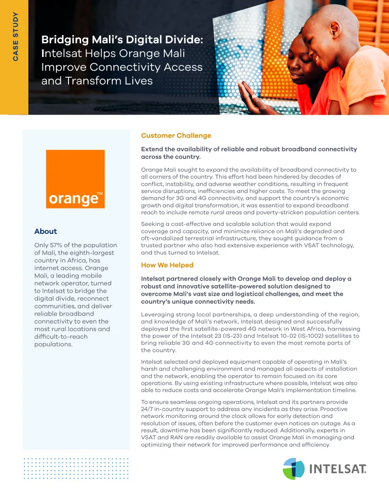 Intelsat Supports Orange Mali in Expanding Connectivity