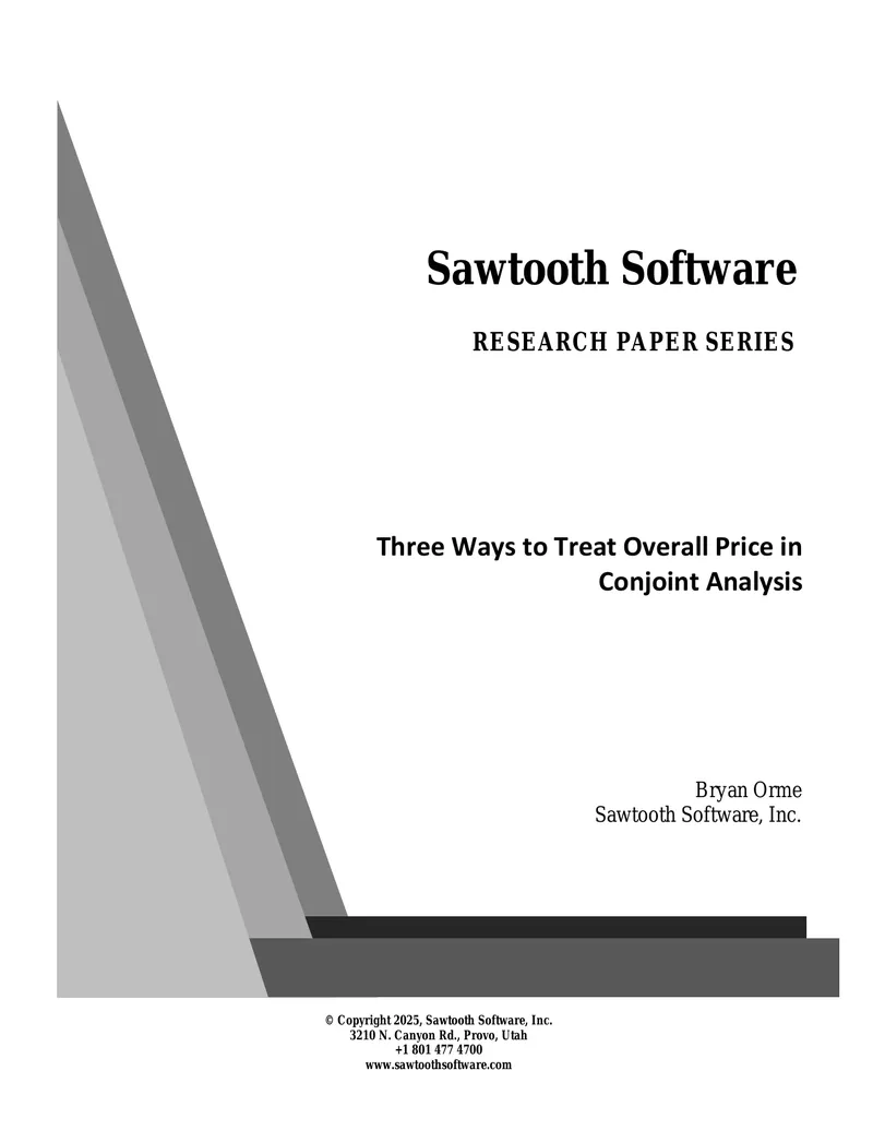 Three Approaches to Overall Price in Conjoint Analysis