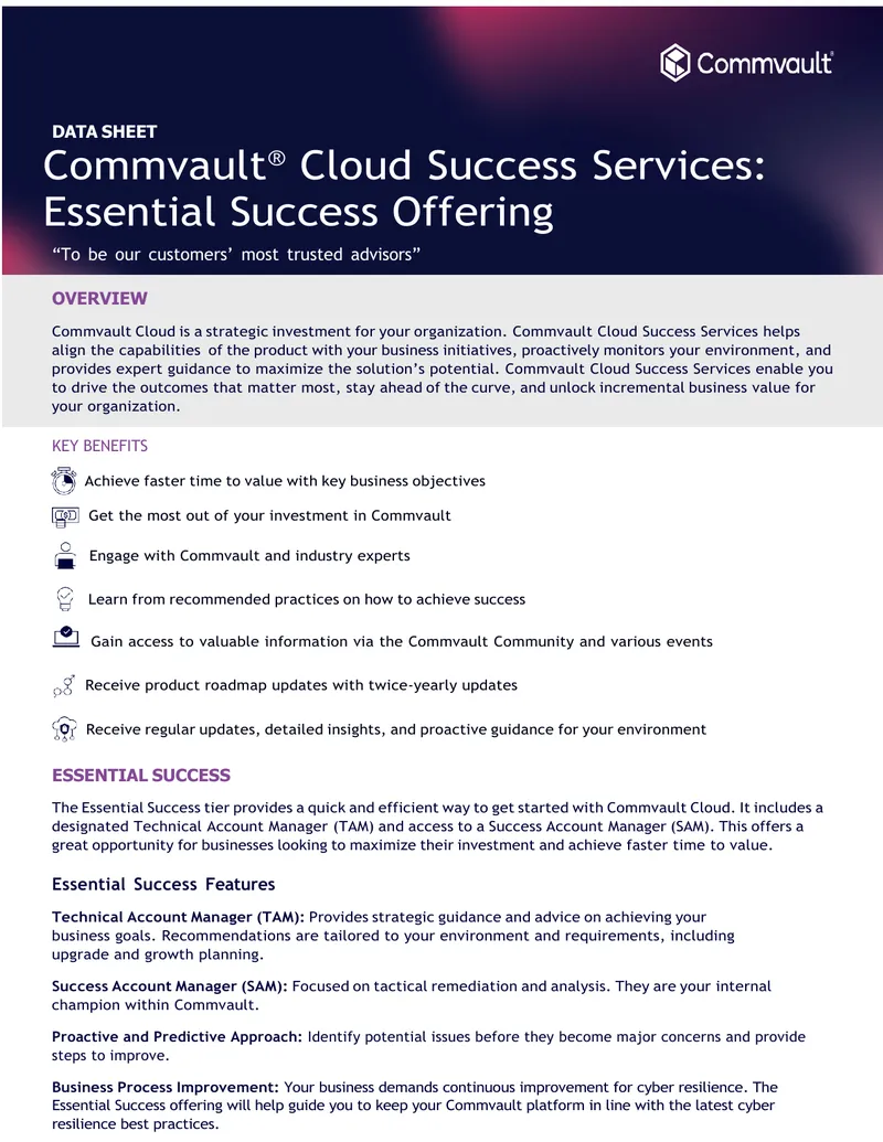 Commvault Cloud Success Services Data Sheet
