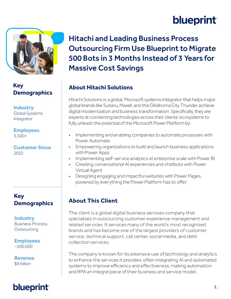 Hitachi Solutions RPA Migration Case Study