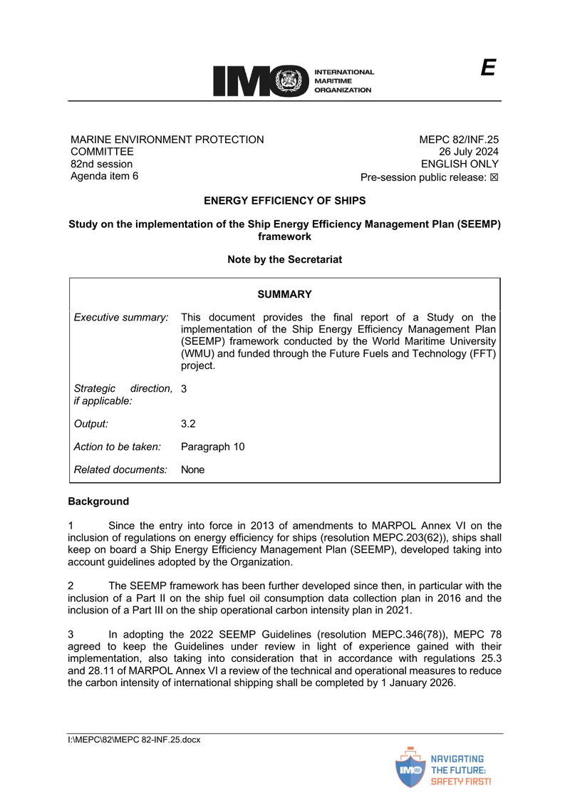 Study on the Implementation of the Ship Energy Efficiency Management Plan