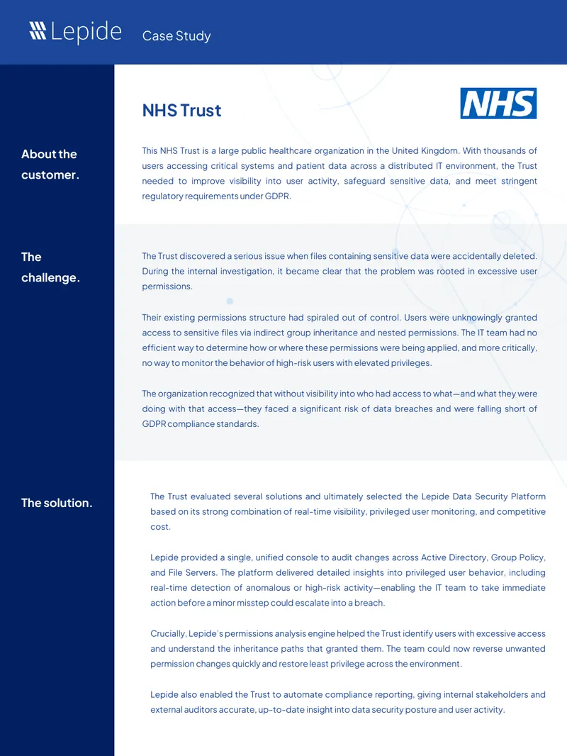 NHS Trust Data Security Case Study