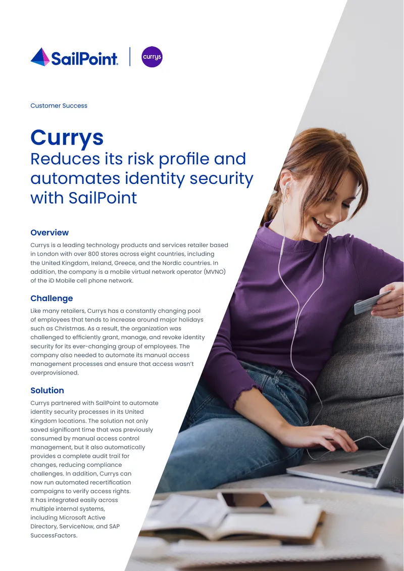 Currys Identity Security Automation with SailPoint