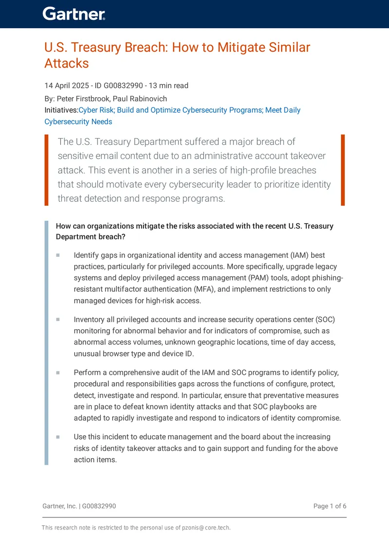 U.S. Treasury Breach Mitigation Strategies