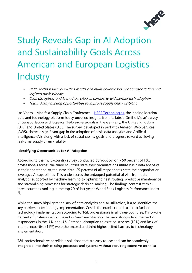 AI Adoption and Sustainability in Logistics Industry preview page 1