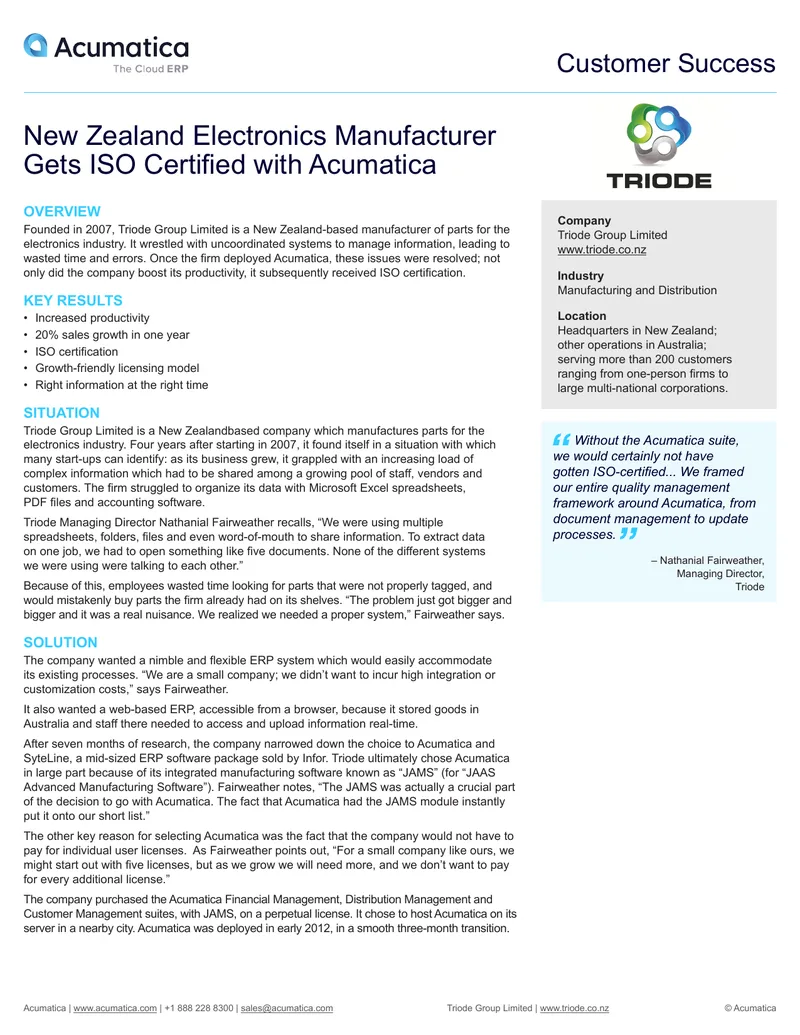 Triode Group Limited ERP Implementation Case Study