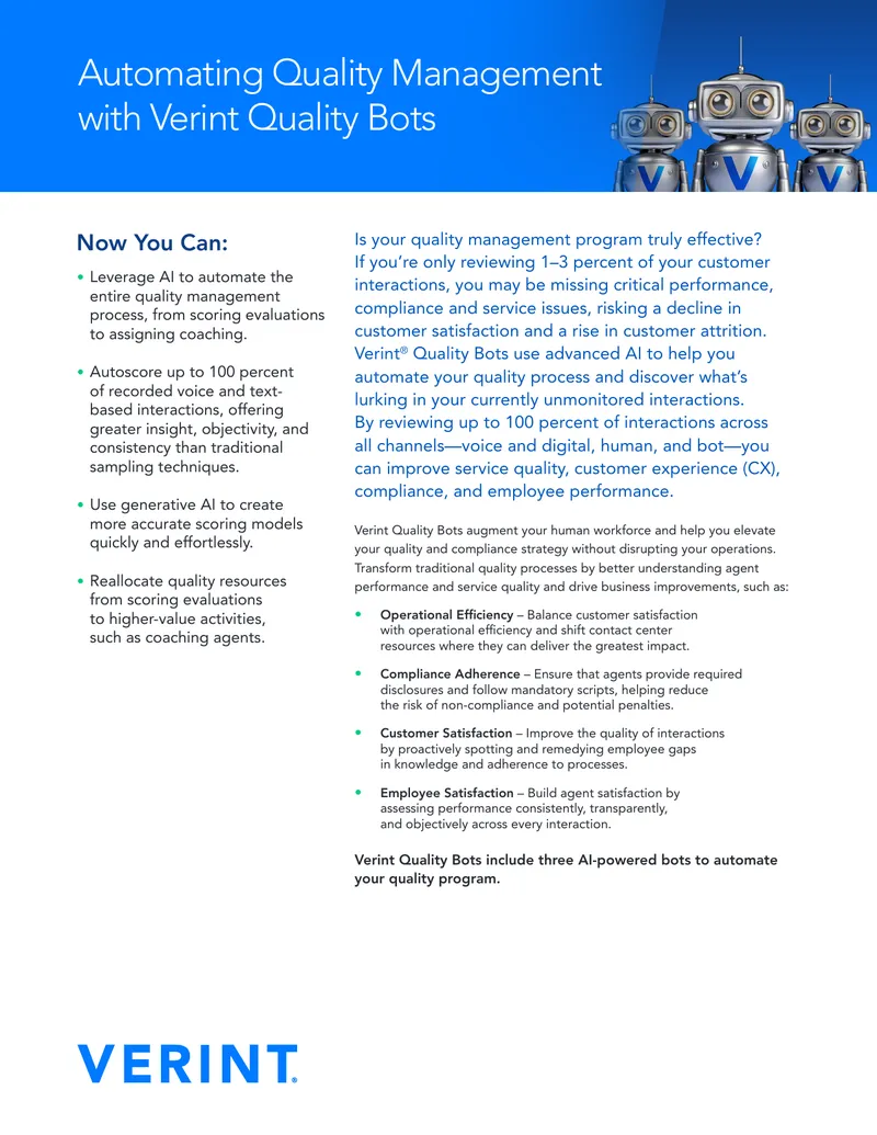 Automating Quality Management with Verint Quality Bots