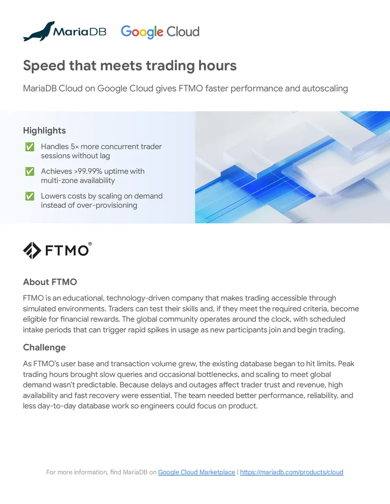 FTMO Performance Improvement with MariaDB Cloud