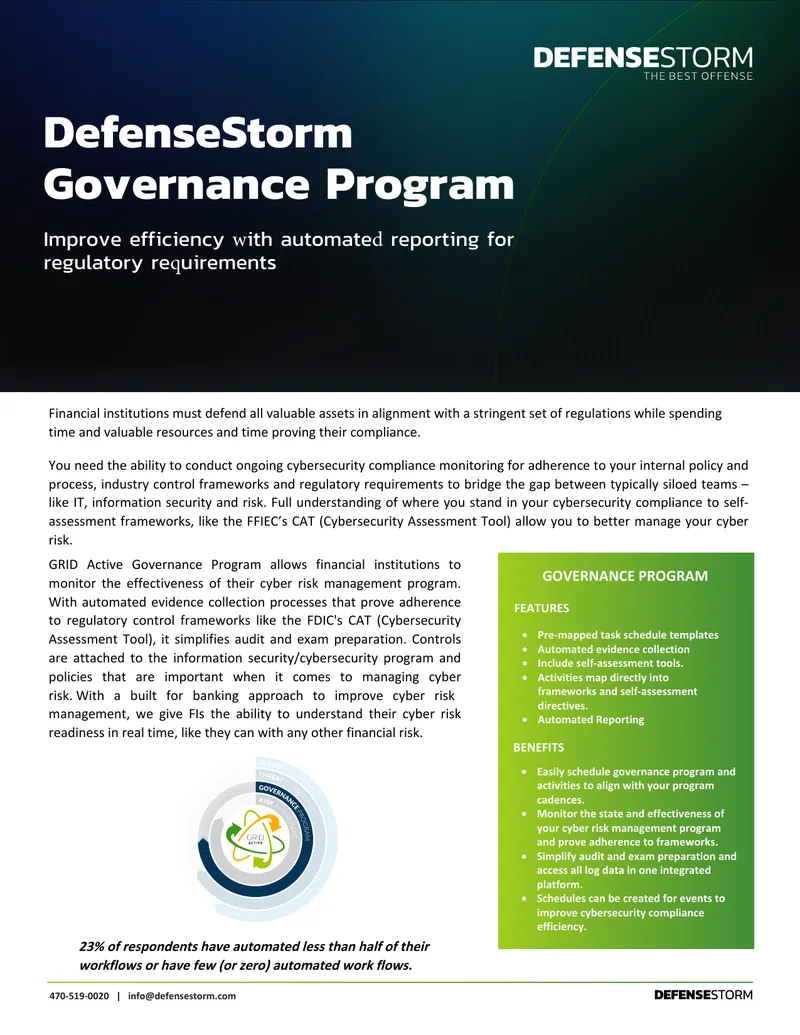 DefenseStorm Governance Program Overview