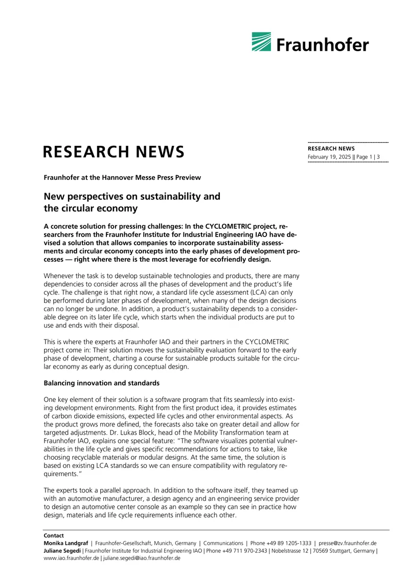 CYCLOMETRIC Project Sustainability Assessment Solution
